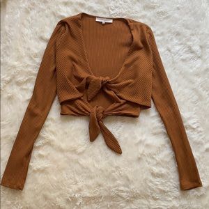 Double Tie Knit Crop Sweater
